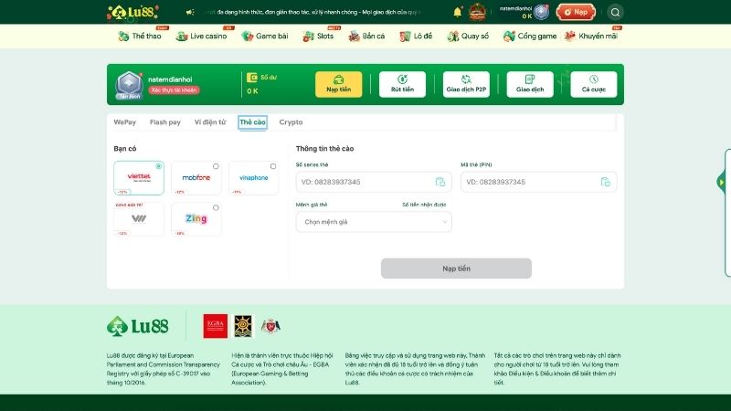 Hướng Dẫn Nạp Tiền LU88 Trên Điện Thoại Hướng Dẫn Nạp Tiền LU88 Trên Điện Thoại